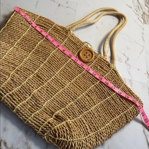 ROXY Straw Tote Bag Beachy Resortwear Retro Surf Travel - Picture 4 of 9